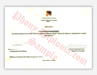Universitat Autonoma de Barcelona - Fake Diploma Sample from Spain